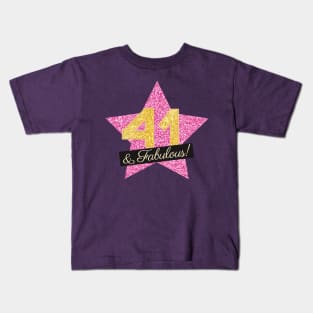 41st Birthday Gifts Women Fabulous - Pink Gold Kids T-Shirt